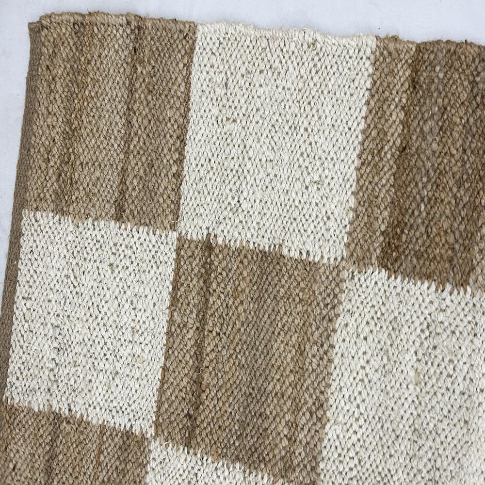 TAITAL Natural & Cream Checkered Jute Rug