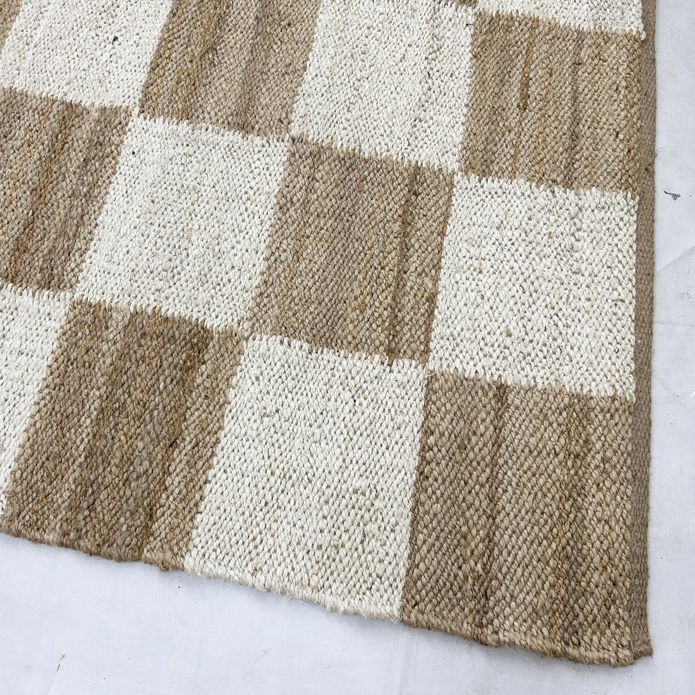 TAITAL Natural & Cream Checkered Jute Rug