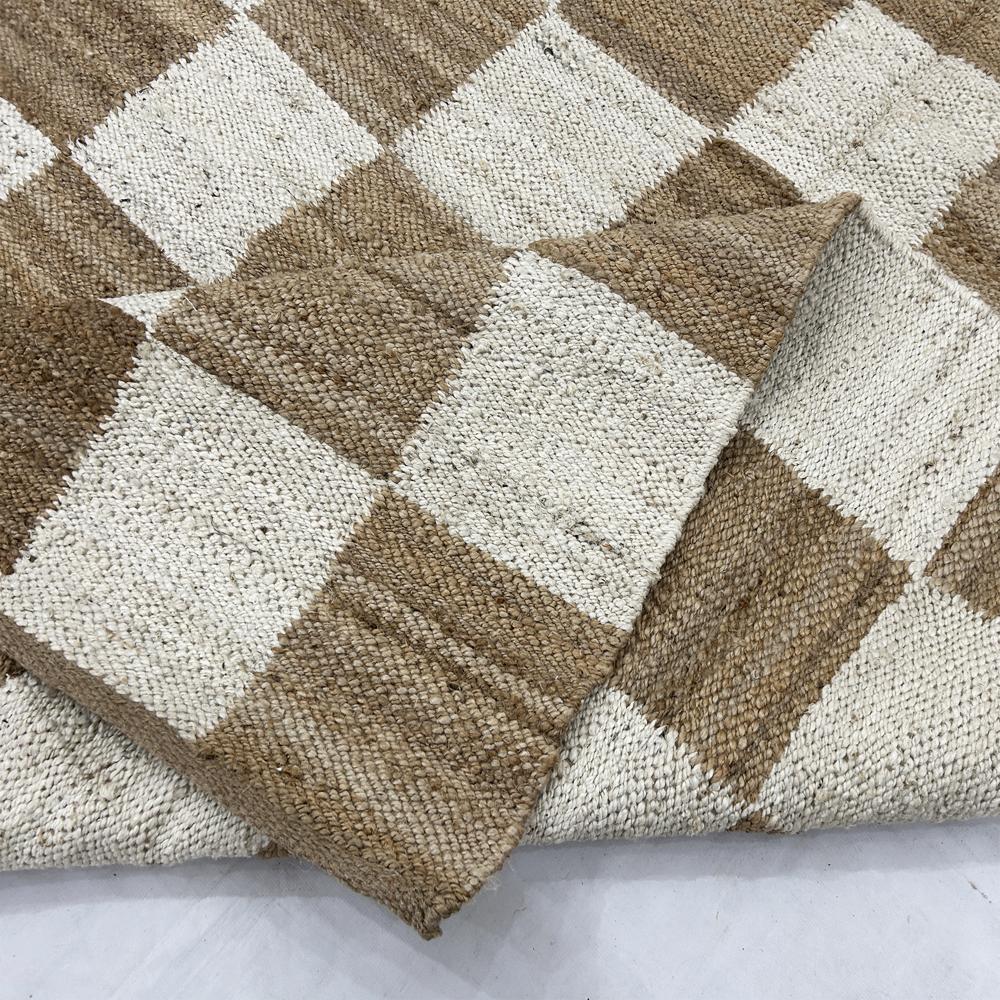 TAITAL Natural & Cream Checkered Jute Rug