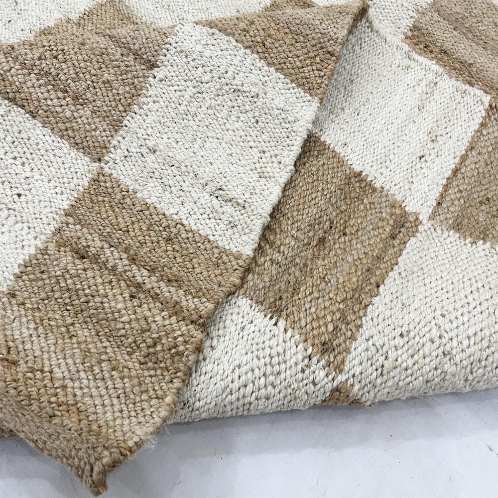 TAITAL Natural & Cream Checkered Jute Rug