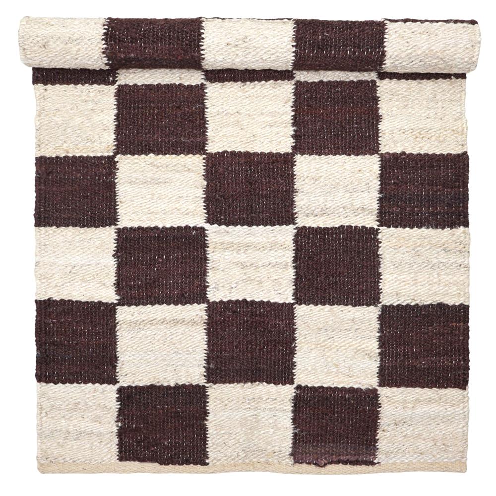 TAITAL Dark Brown & Cream Checkered Rug