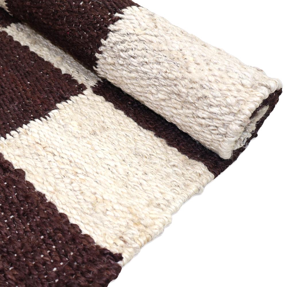 TAITAL Dark Brown & Cream Checkered Rug