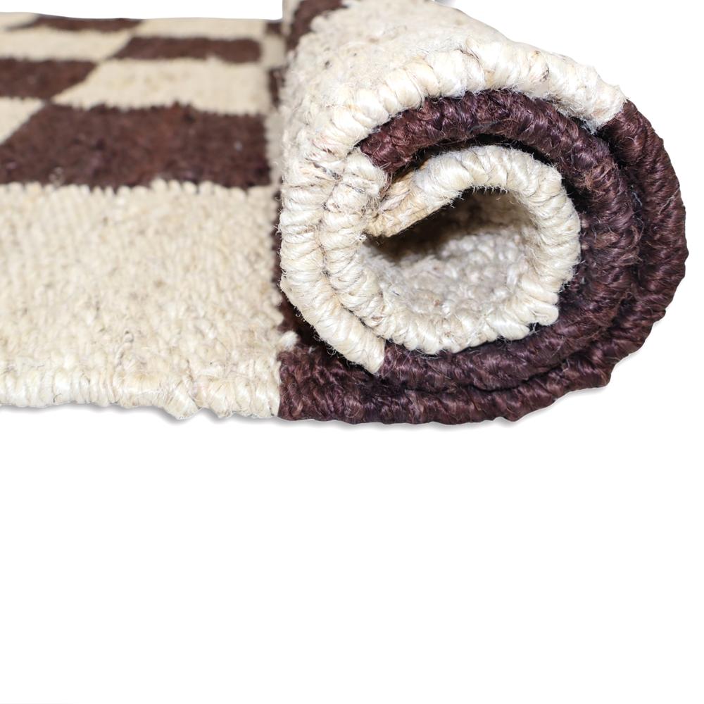 TAITAL Dark Brown & Cream Checkered Rug