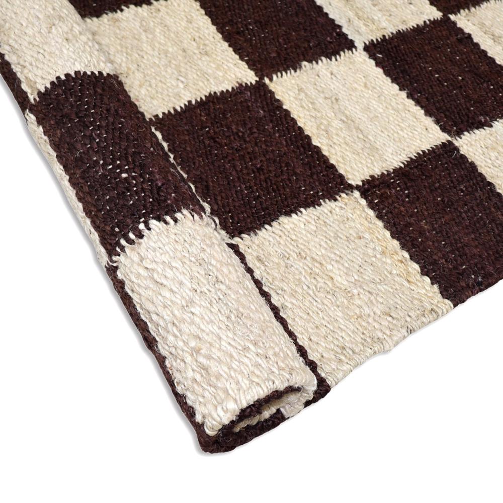 TAITAL Dark Brown & Cream Checkered Rug