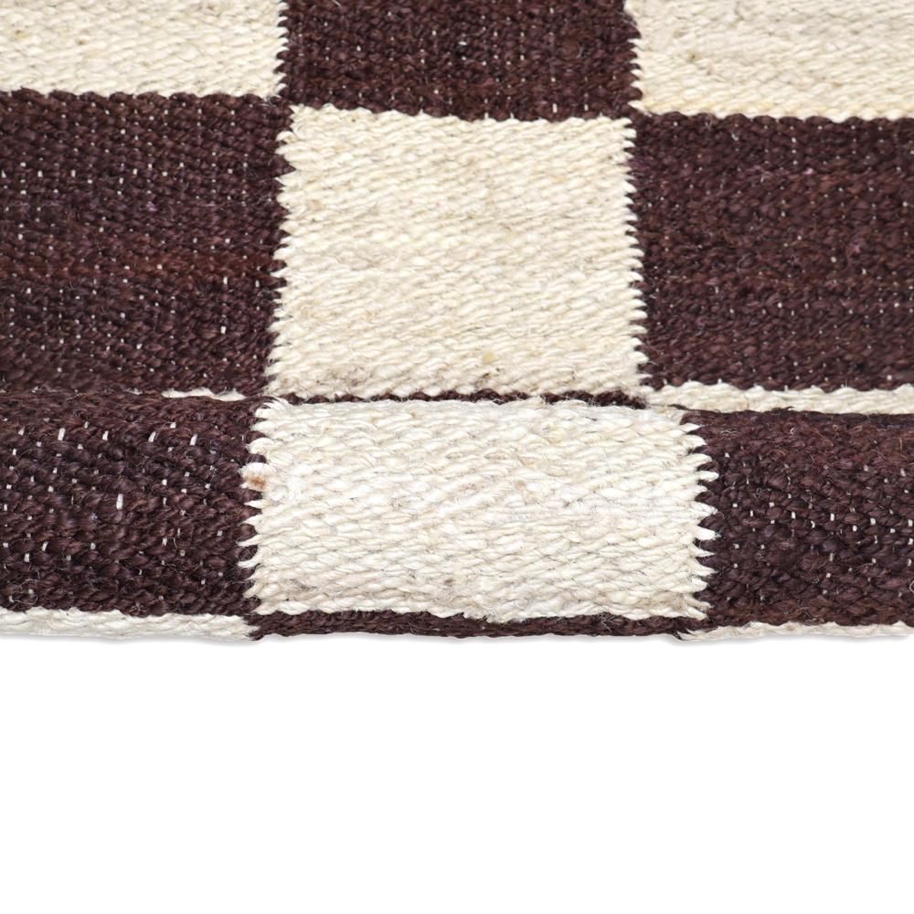 TAITAL Dark Brown & Cream Checkered Rug