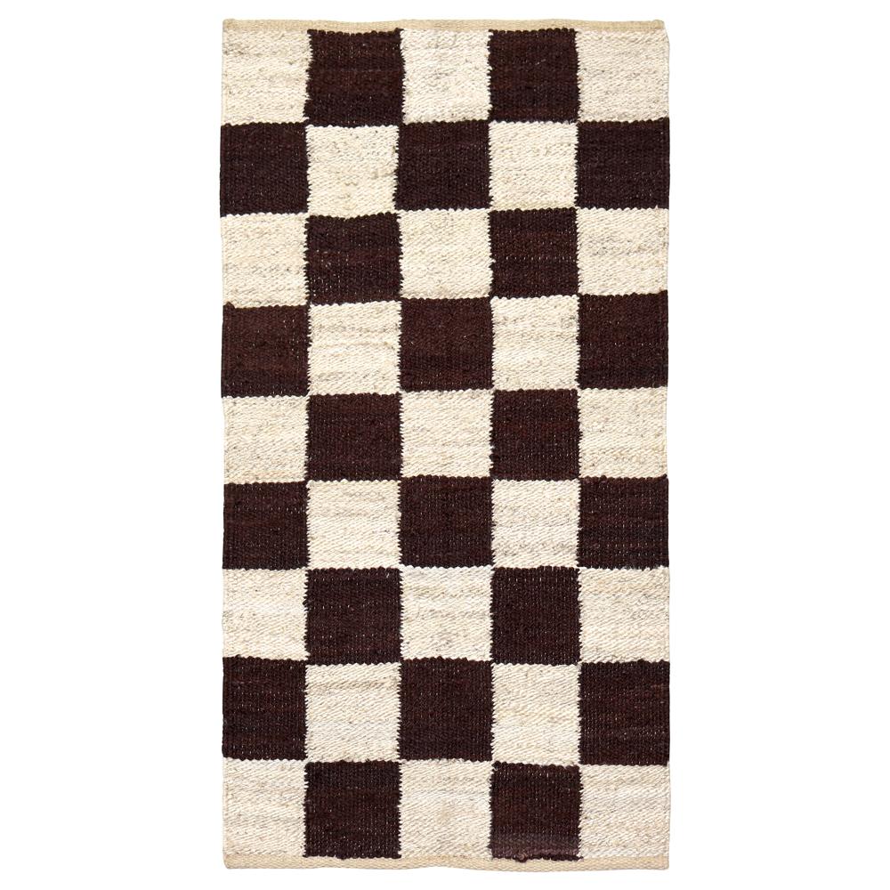 TAITAL Dark Brown & Cream Checkered Rug
