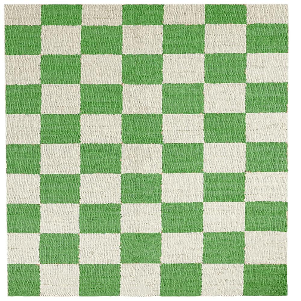 TAITAL Green & Cream Checkered Rug