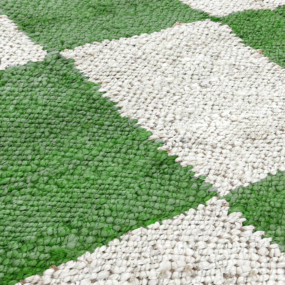 TAITAL Green & Cream Checkered Rug