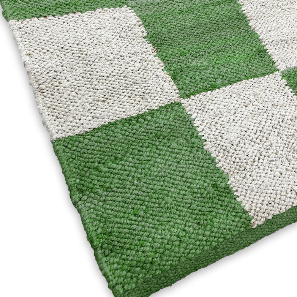 TAITAL Green & Cream Checkered Rug