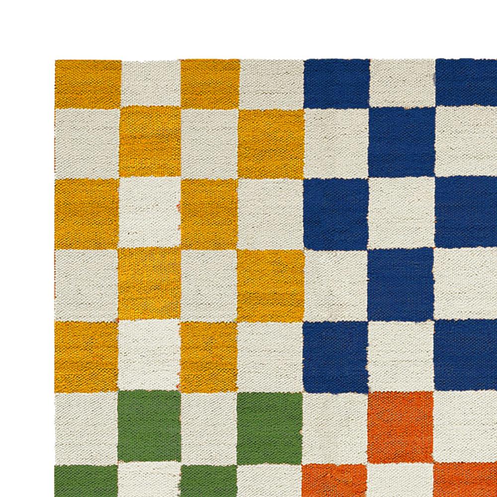 TAITAL Multi-Color Four-Block Checkered Rug