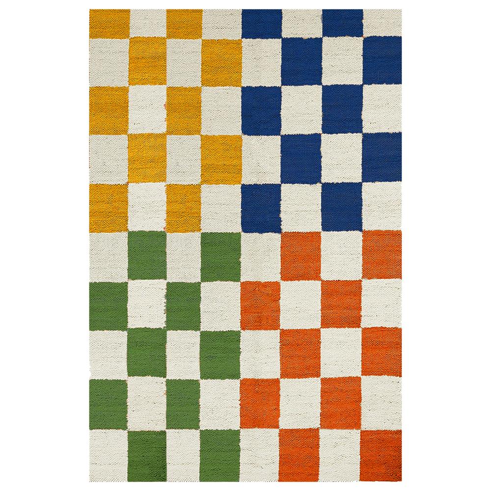 TAITAL Multi-Color Four-Block Checkered Rug