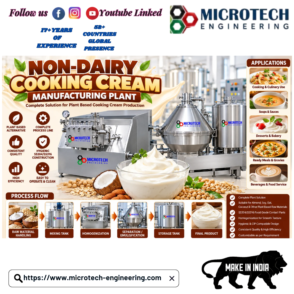NON-DAIRY COOKING CREAM MANUFACTURING PLANT