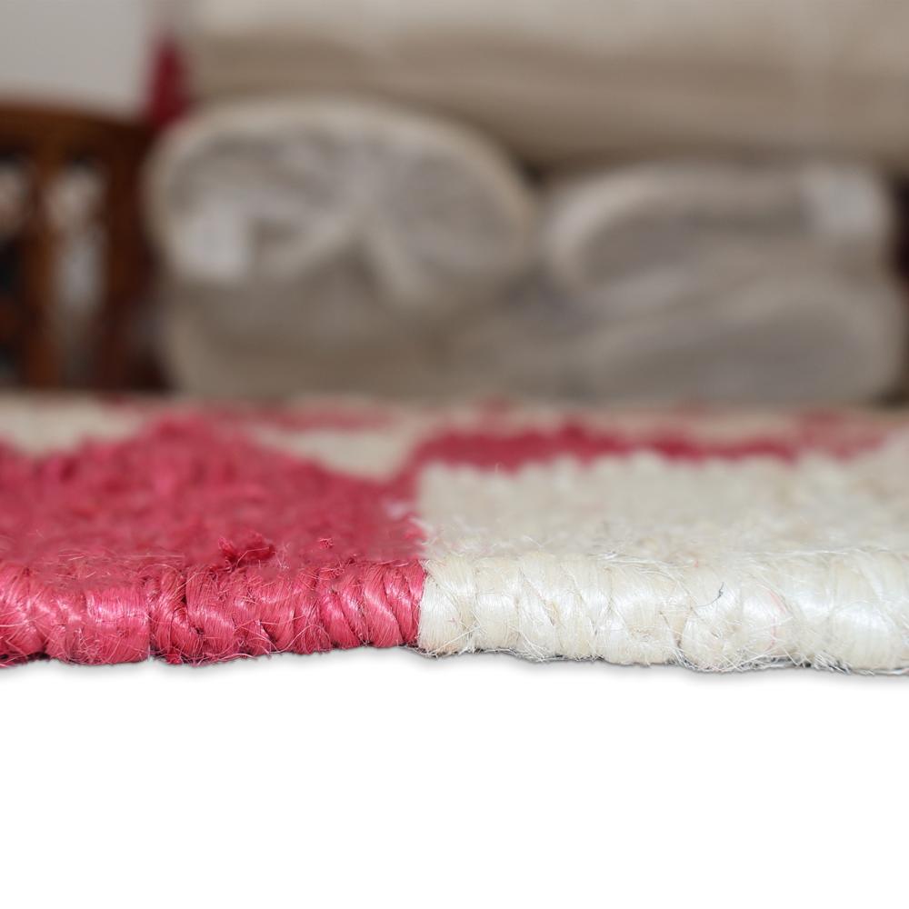 Handmade Pink and White Checkered Jute Area Rug