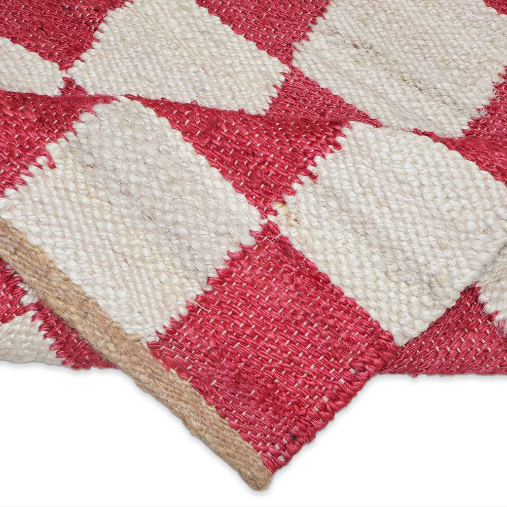 Handmade Pink and White Checkered Jute Area Rug
