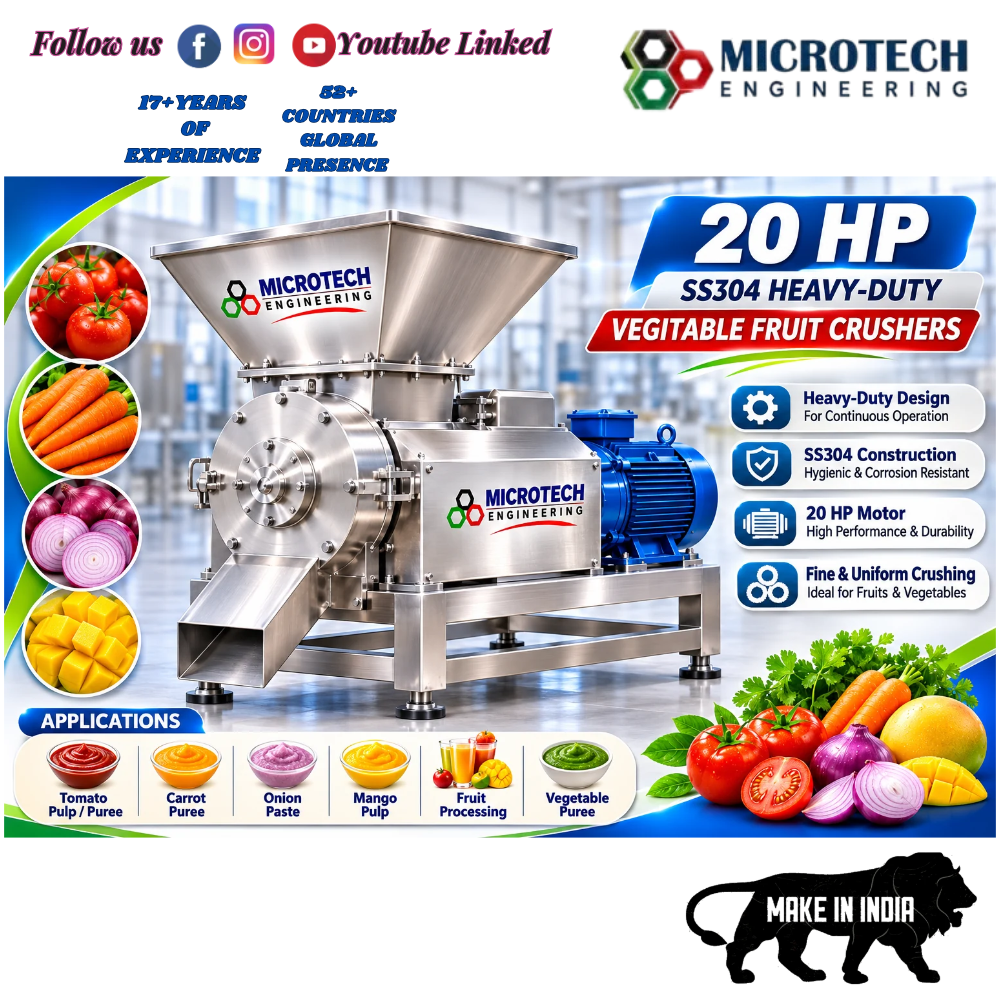 20 HP SS304 HEAVY-DUTY VEGITABLE FRUIT CRUSHERS