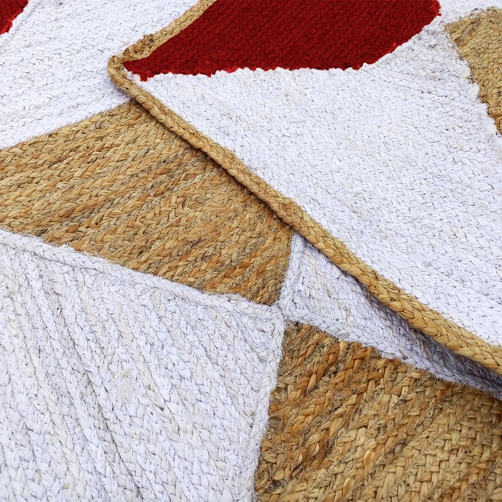 Handmade Geometric Jute Area Rug in Crimson Red