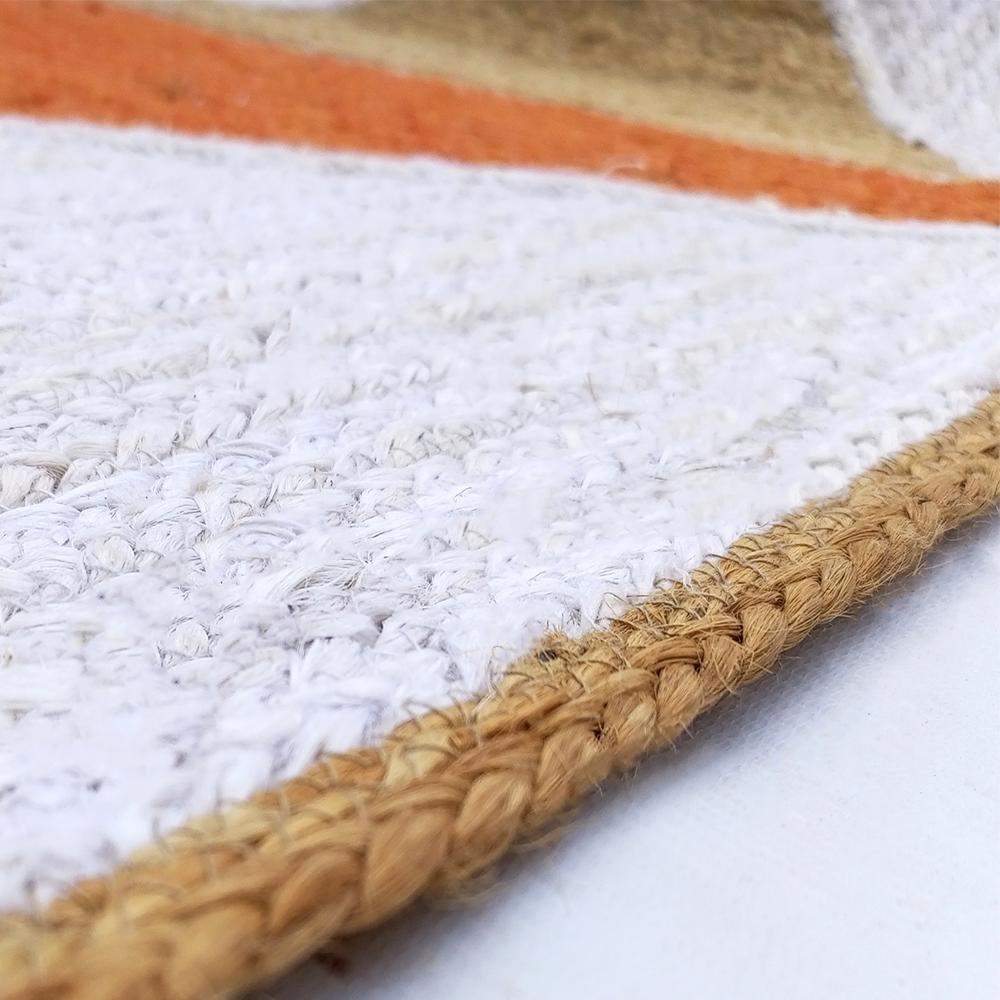 Handmade Geometric Jute Area Rug in Burnt Orange