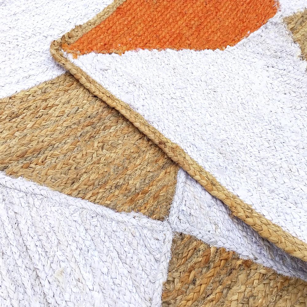 Handmade Geometric Jute Area Rug in Burnt Orange