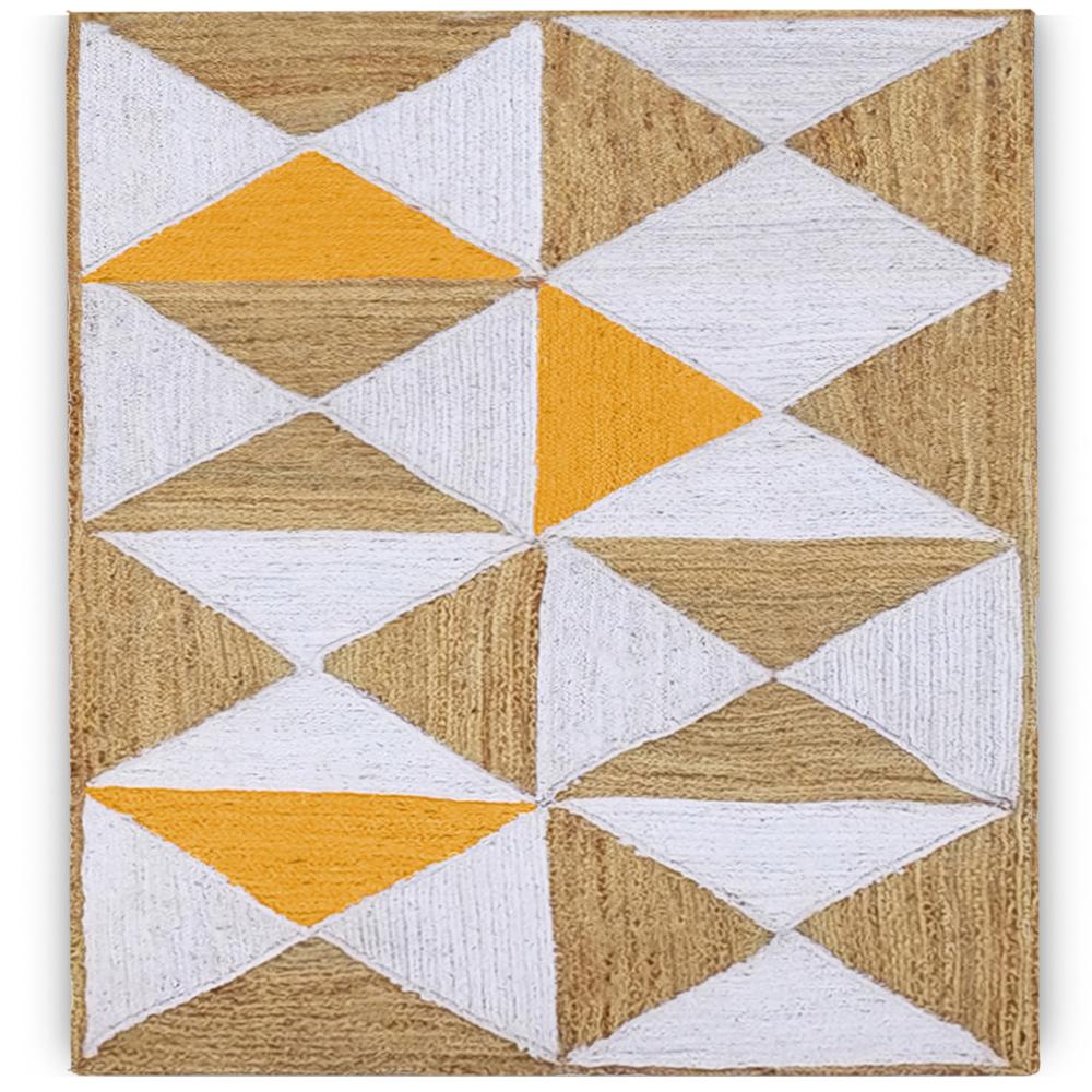 Handmade Geometric Jute Area Rug in Sunshine Yellow