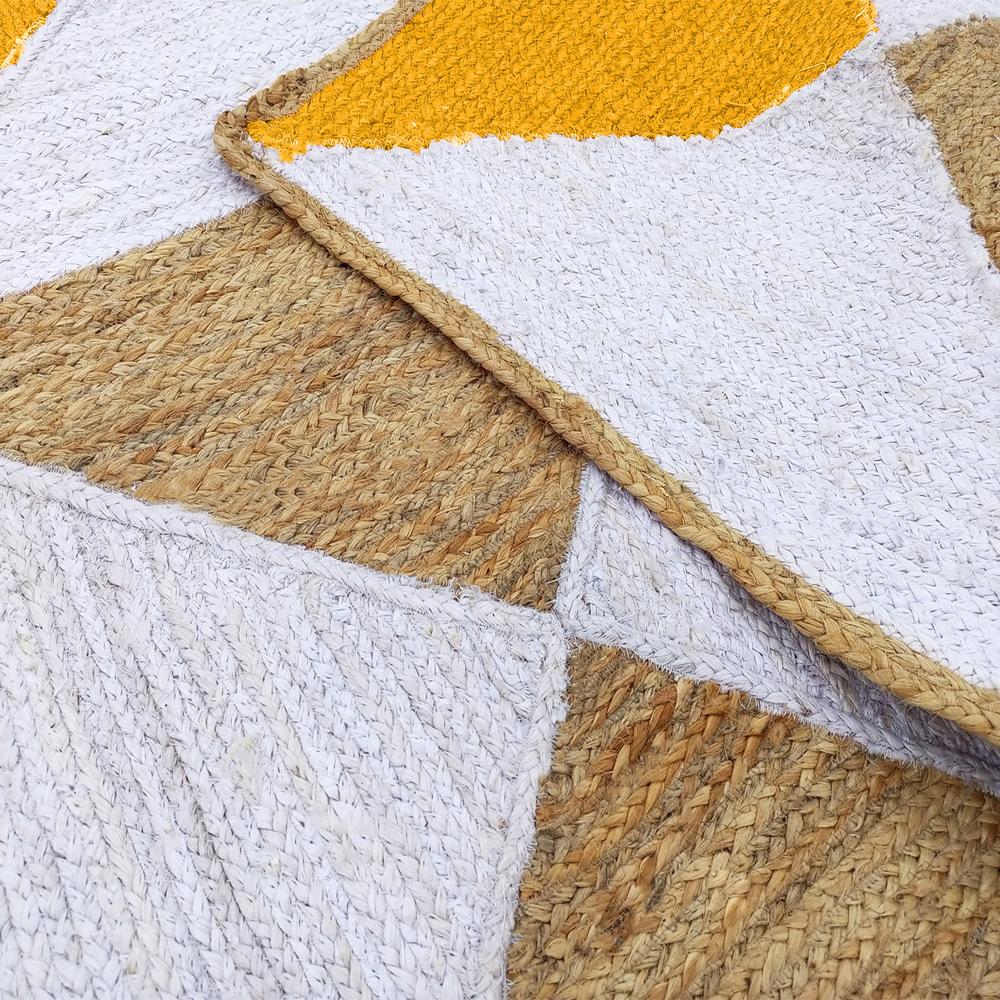 Handmade Geometric Jute Area Rug in Sunshine Yellow