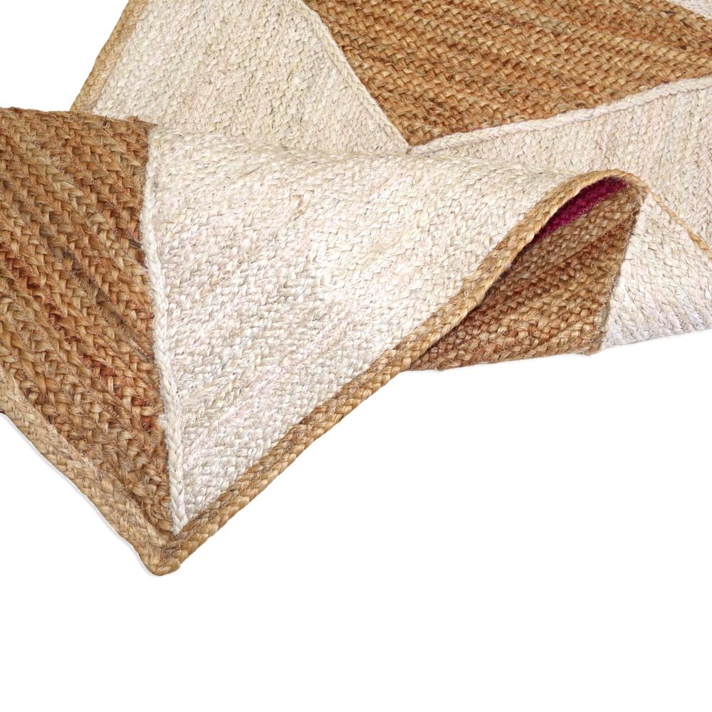Hand Braided Pink Jute Runner Rug with Geometric Triangle Pattern