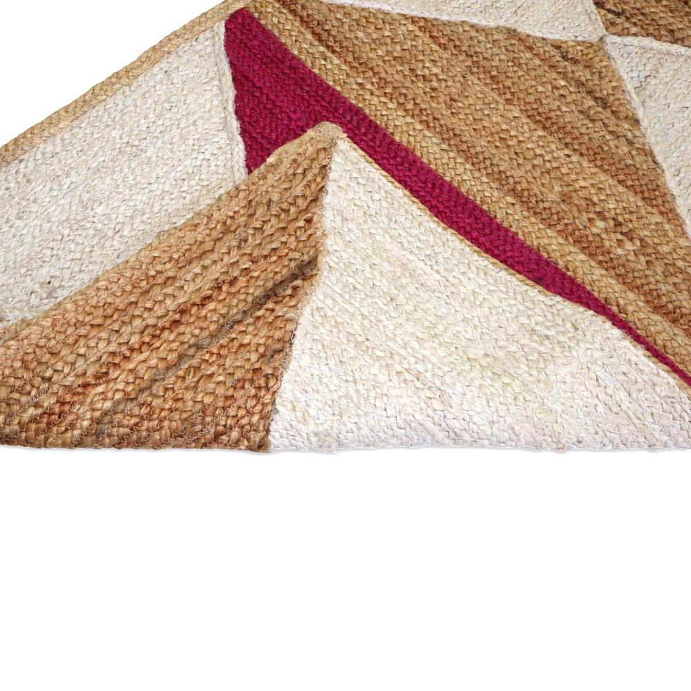 Hand Braided Pink Jute Runner Rug with Geometric Triangle Pattern
