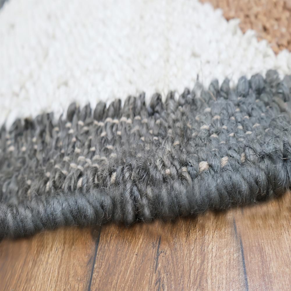 Handmade Geometric Jute Area Rug in Charcoal Grey