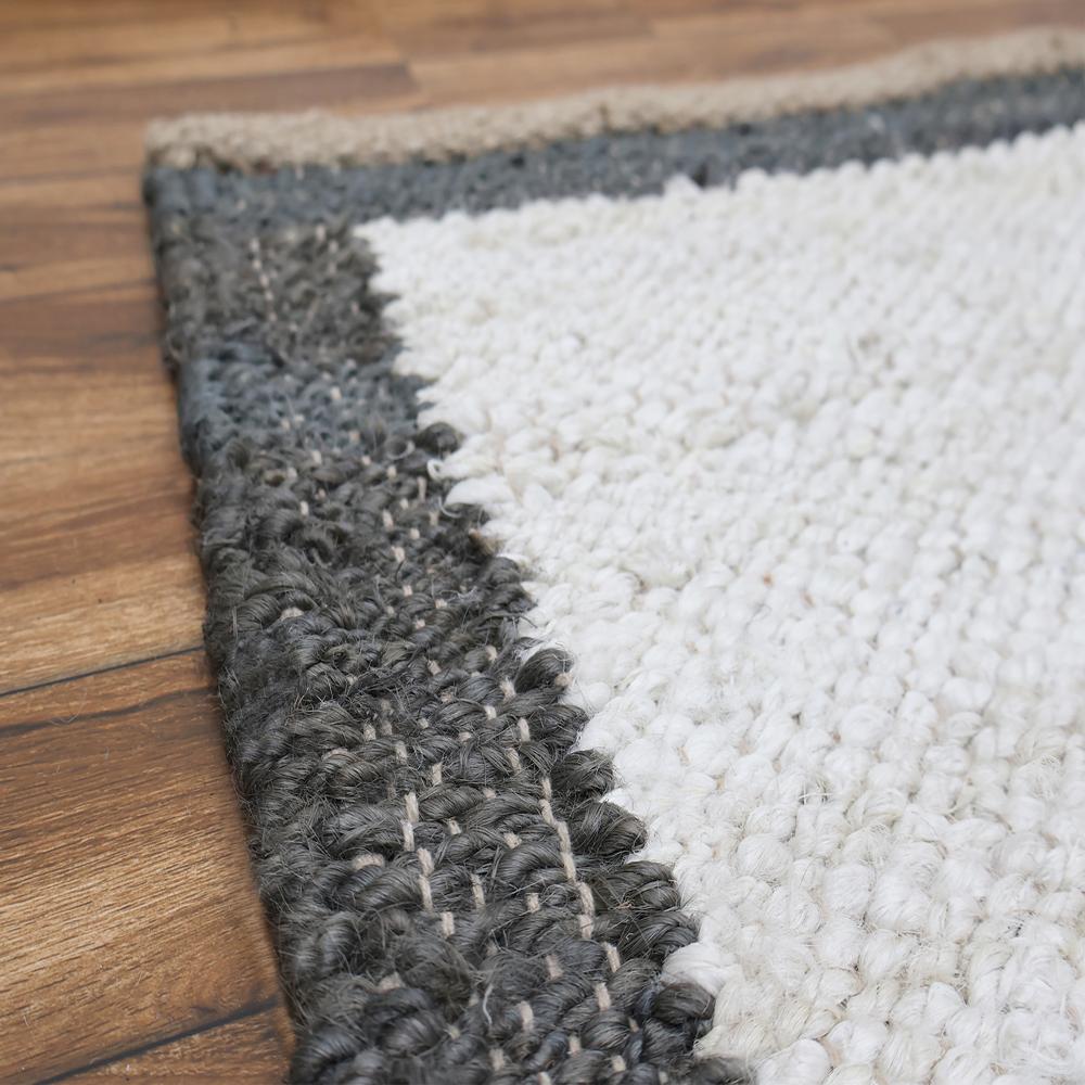 Handmade Geometric Jute Area Rug in Charcoal Grey