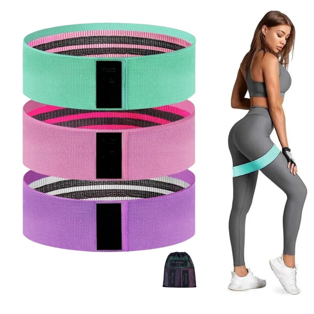3 Pcs Hip Resistance Bands Set for Women & Men with Fabric Exercise Loop Bands