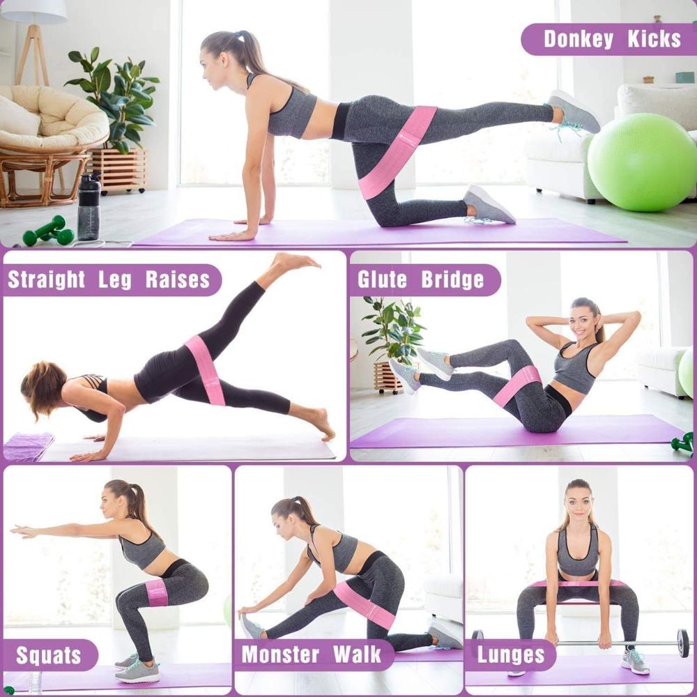 3 Pcs Hip Resistance Bands Set for Women & Men with Fabric Exercise Loop Bands