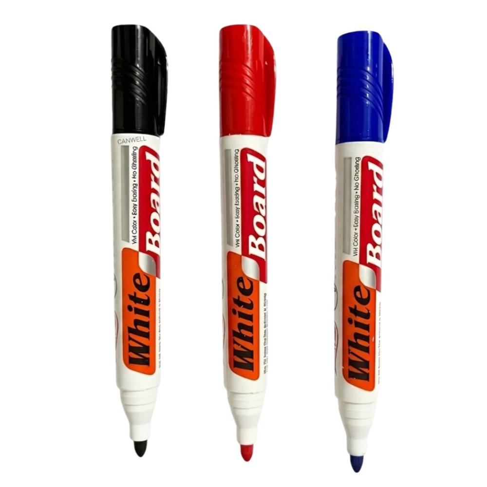 3 Pcs Whiteboard Marker Pen Set with Black, Red & Blue Ink for Office, School
