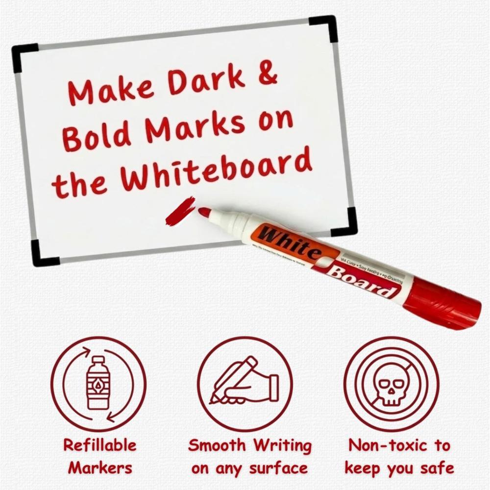 3 Pcs Whiteboard Marker Pen Set with Black, Red & Blue Ink for Office, School