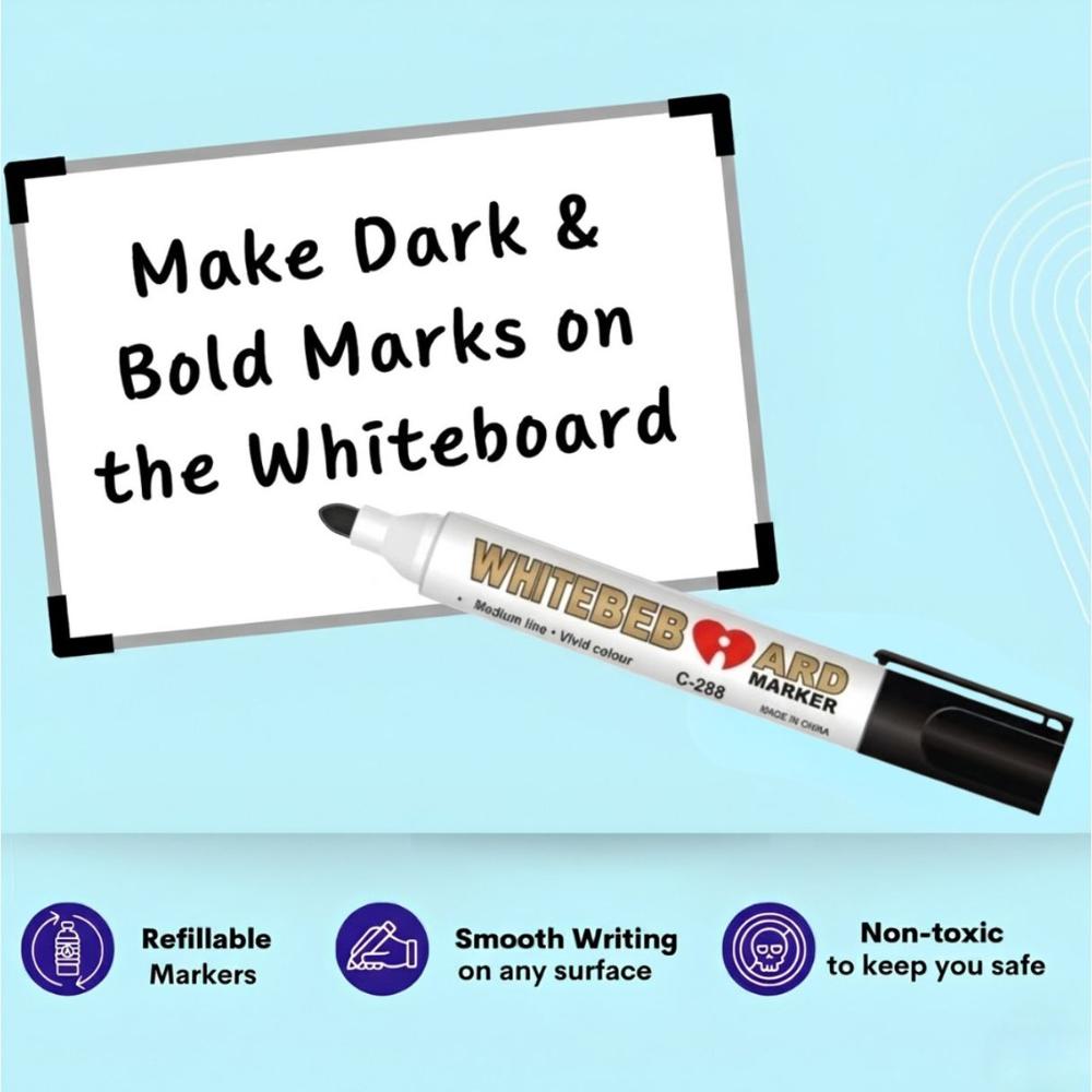 4 Pcs Whiteboard Marker Pen Set with Duster, Green Blue Black Red Dry Erase Markers for School