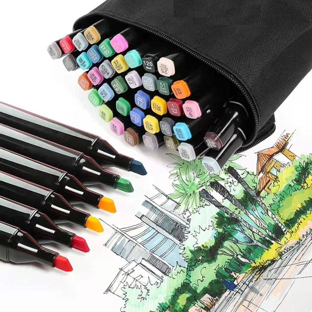 24 Pcs Dual Tip Art Marker Pen Set with Fine & Broad Tips, Multicolor Sketch Markers