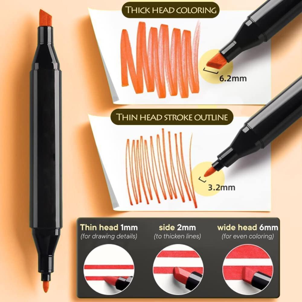 24 Pcs Dual Tip Art Marker Pen Set with Fine & Broad Tips, Multicolor Sketch Markers