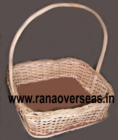 Cream Hanging Bamboo Baskets In Square Shape