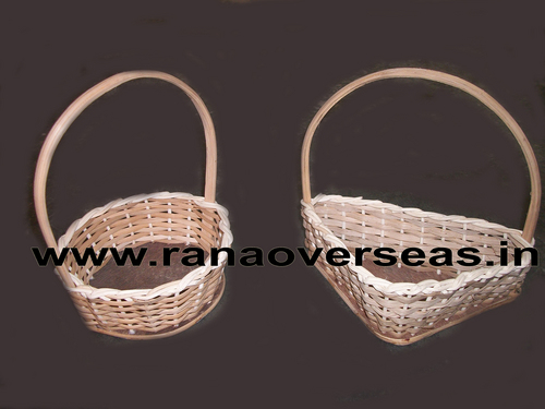 Cream Hanging Bamboo Baskets In Square And Triangle Shape