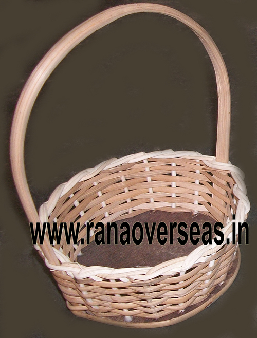 Cream Hanging Bamboo Baskets In Round Shape