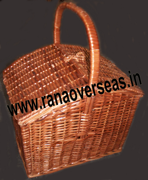 Light Orange Covered Hanging Bamboo Baskets