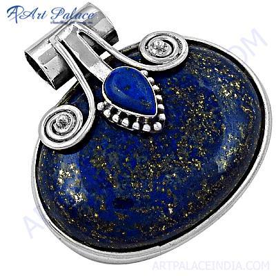 नवीनतम डिज़ाइनर उत्पाद बिग लैपिस जेमस्टोन सिल्वर पेंडेंट