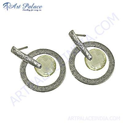 लड़कियों के लिए सबसे फैशनेबल क्रिस्टल सिल्वर जेमस्टोन इयररिंग्स