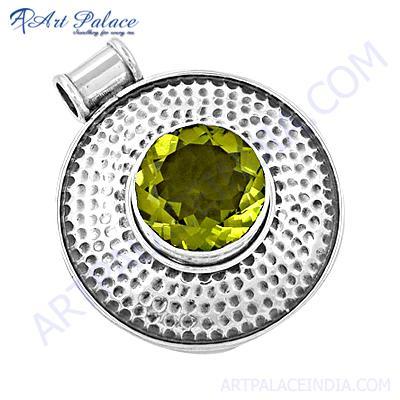 रॉयल वेडिंग नींबू क्वार्ट्ज रत्न चांदी का लटकन