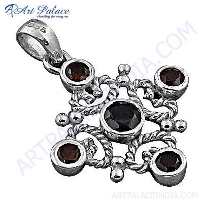 भारतीय डिजाइनर गार्नेट रत्न चांदी का लटकन