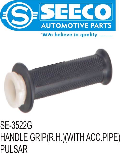 R.H. HANDLE GRIP SET - Rubber and Plastic, Powder Coated Surface Treatment, 10-60 Grams, Designed for Two-Wheelers with Integrated Accessory Pipe
