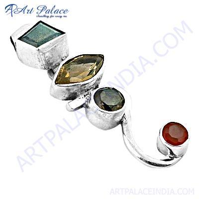 शीर्ष गुणवत्ता बहु रत्न चांदी का लटकन