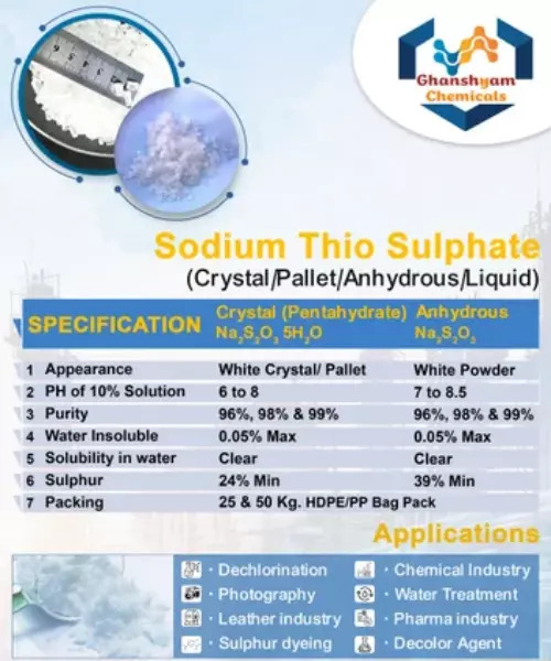 Sodium Thiosulfate - Industrial Grade Powder | 99% Purity, Room Temperature Storage, Versatile Applications