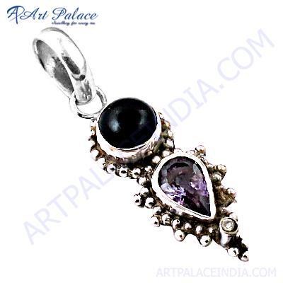 Fastival डिज़ाइनर मल्टी जेमस्टोन सिल्वर पेंडेंट