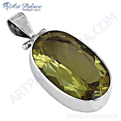 प्रसिद्ध डिजाइनर नींबू क्वार्ट्ज रत्न चांदी का लटकन