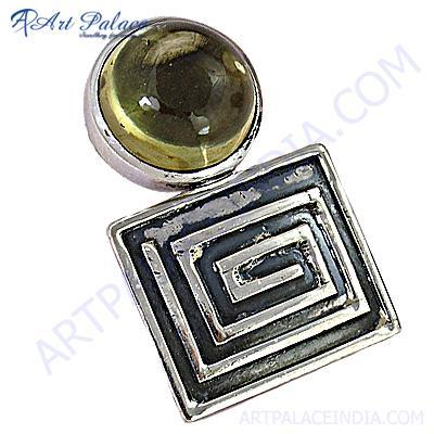 नया फैशनेबल नींबू क्वार्ट्ज रत्न चांदी का लटकन