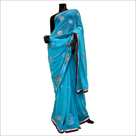 सादा जॉर्जेट साड़ी